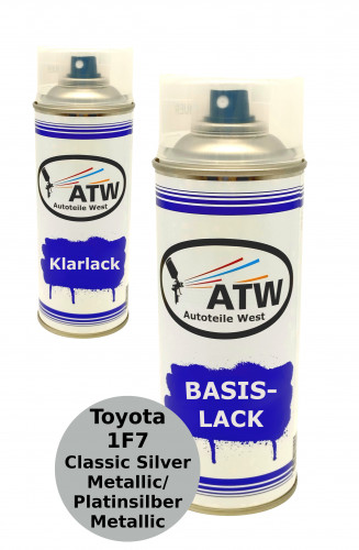 Autolack für Toyota 1F7 Classic Silver Metallic/Platinsilber Metallic +400ml Klarlack Set